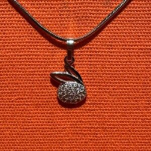 Silver bunny necklace. Cubic zirconia bunny.